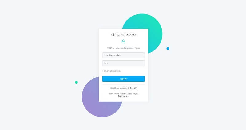 Flask React Datta Able - Login Page.